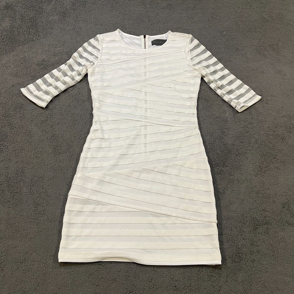 Sunday in Brooklyn White Layered Bandage 3/4 Sleeve Sheath Dress Women's Size S